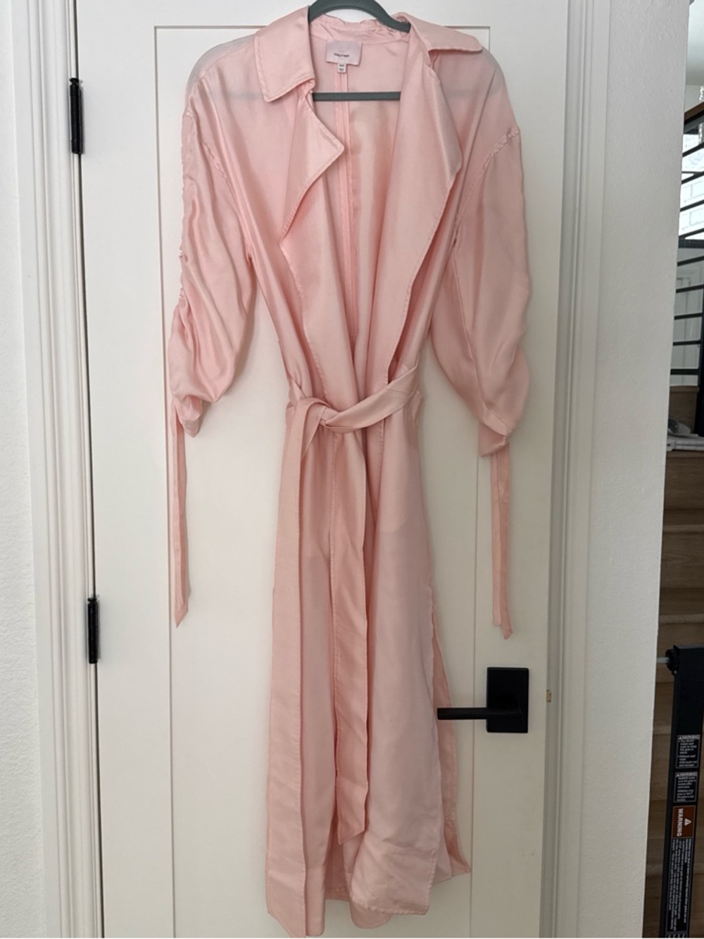 cinq a sept Blush Pink Long Duster Jacket with Tie Waist XS/S